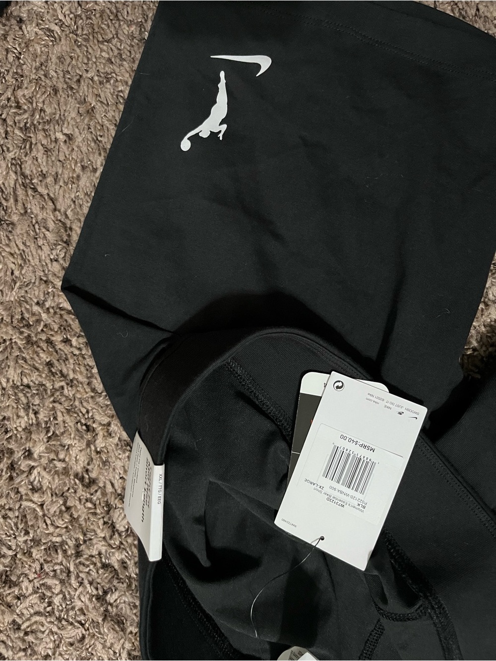Nike Black WNBA Shorts with White Swoosh and Jumpman Graphic